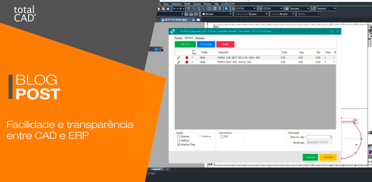 Capa do post: Facilidade e transparência entre CAD e ERP