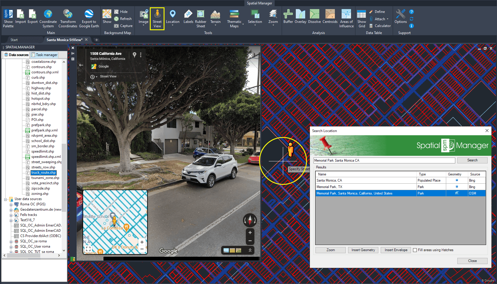 Street View no Spatial Manager