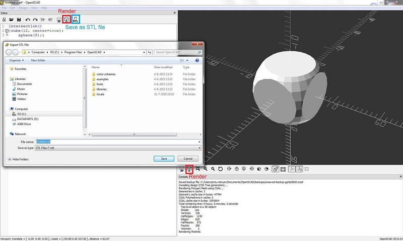 OpenSCAD com modelo 3D