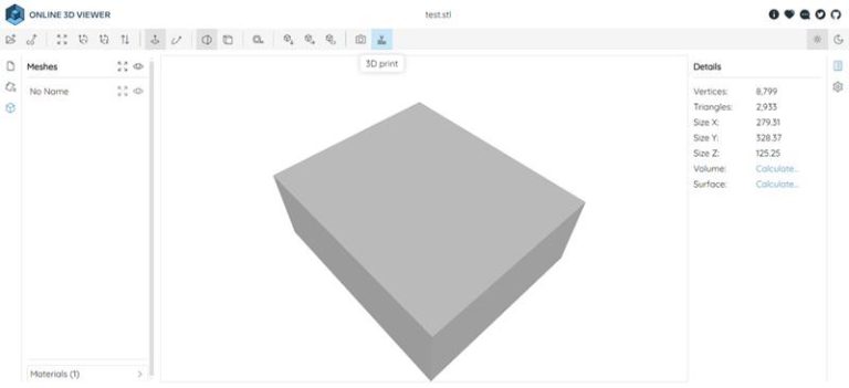Interface do Online 3D Viewer 