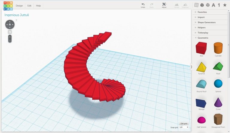 tinkercad com modelo de escada
